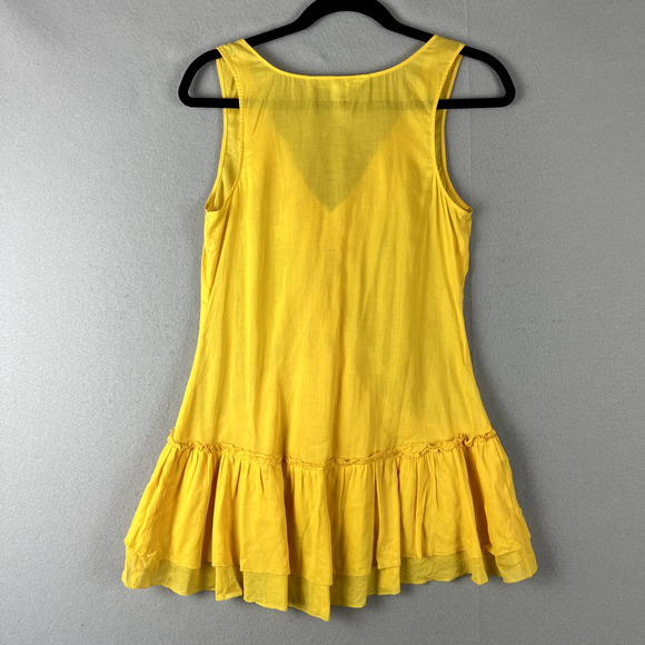 Diane Von Furstenberg Ruffle Top Women 2 Yellow Sleeveless Romantic Feminine DVF - Picture 8 of 13